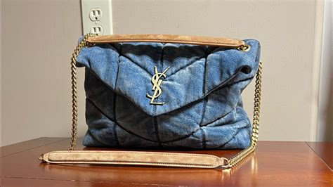 ysl puffer bag brown|ysl small denim puffer bag.